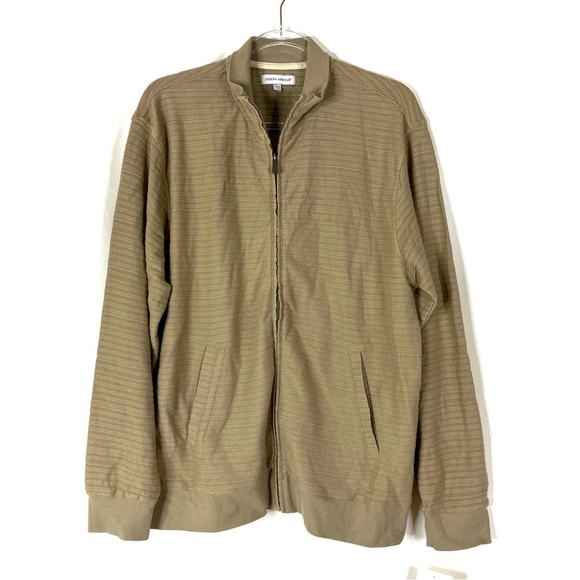Joseph Abboud | Components Tan/Ottor Full Zip 100% Cotton Knit Sweater L - Picture 1 of 7